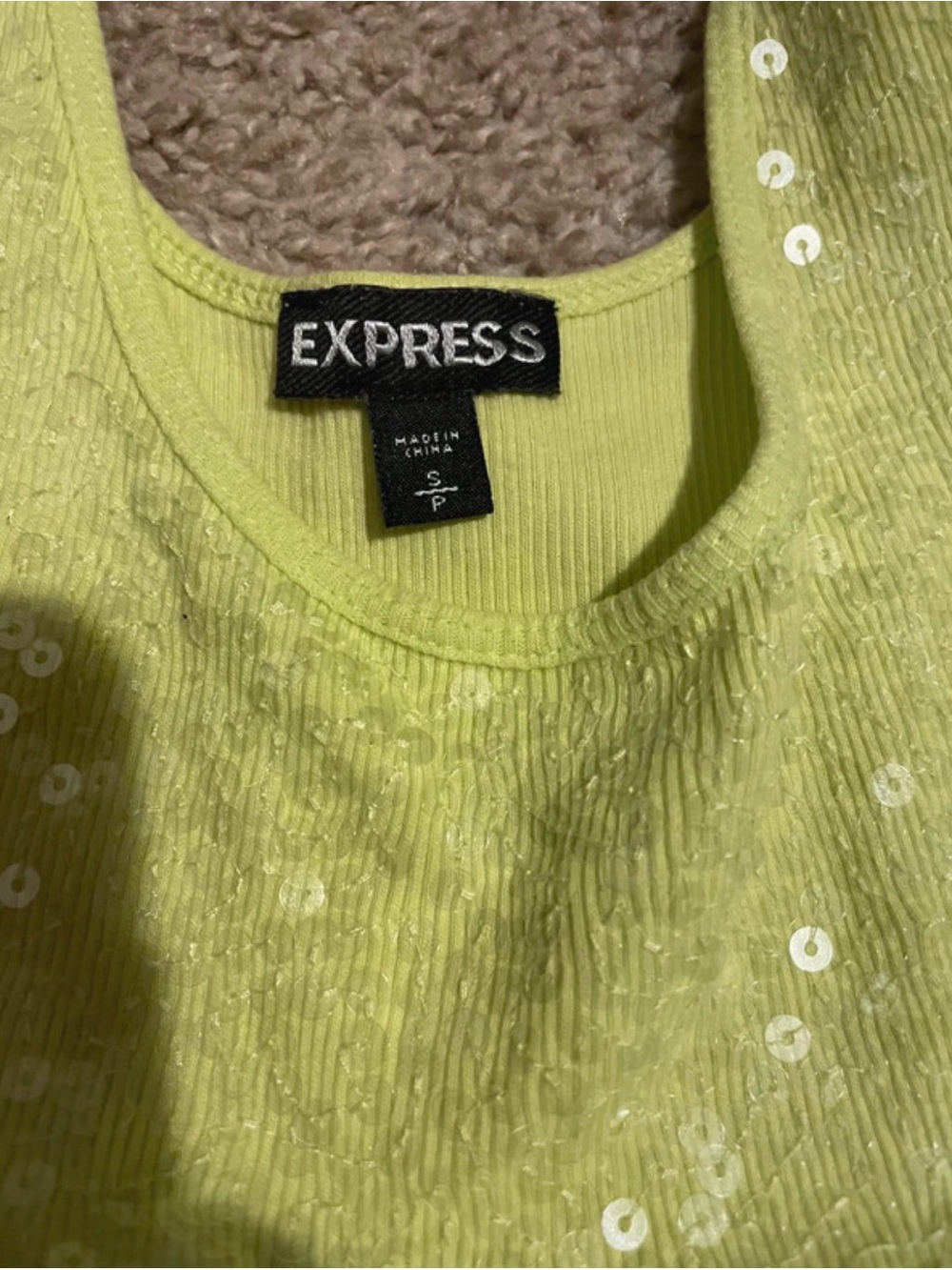 Express Sequin Ribbed Tank Top - Picture 2 of 2